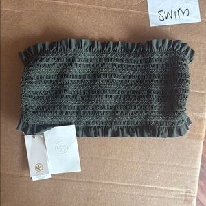 Tory Burch Dark Green Halter Swim Suit Top